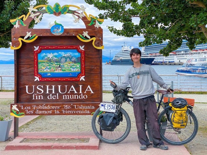 <strong>Mission accomplished:</strong> Garner, now 19, arrived in Ushuaia on January 10, after cycling 32,000 kilometers over 527 days.