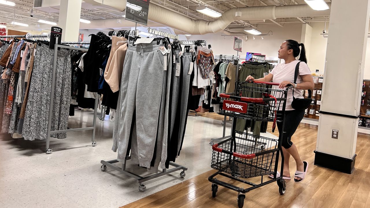 Guests shop at the TJ Maxx store in the Mall at Prince George's on August 17, 2022 in Hyattsville, Maryland. 