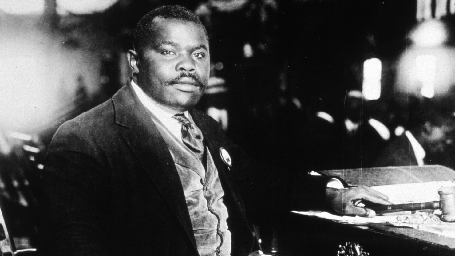 Jamaican born African-American nationalist Marcus Garvey, the founder of the Universal Negro Improvment Association (UNIA).