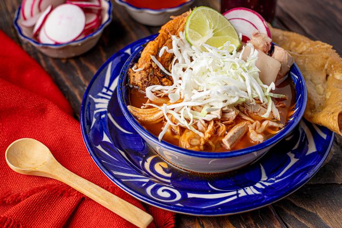 <strong>Pozole: </strong>A dish that can be traced back to the days of the Aztecs, pozole is a deliciously fulfilling, hearty and restorative soup made with hominy kernels and pork (though chicken or vegan options are increasing in popularity). 