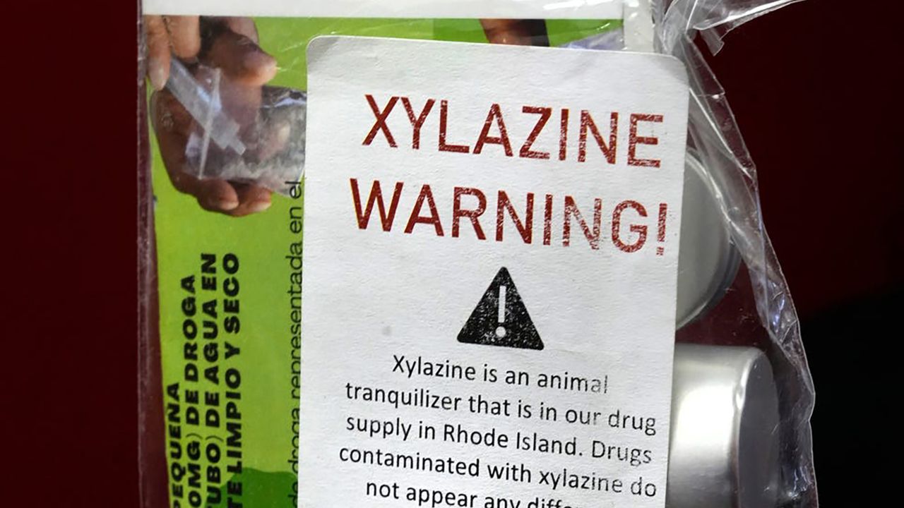 A fentanyl drug testing kit warns about the dangers of xylazine, which is not yet detectable in street testing.02 xylazine