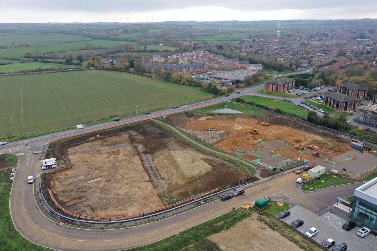 Overview of the construction site where the ruins were found in Olney.