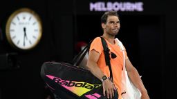 TOPSHOT - Spain's Rafael Nadal leaves the court after losing to USA's Mackenzie McDonald in their men's singles match on day three of the Australian Open tennis tournament in Melbourne on January 18, 2023. - -- IMAGE RESTRICTED TO EDITORIAL USE - STRICTLY NO COMMERCIAL USE -- (Photo by MANAN VATSYAYANA / AFP) / -- IMAGE RESTRICTED TO EDITORIAL USE - STRICTLY NO COMMERCIAL USE -- (Photo by MANAN VATSYAYANA/AFP via Getty Images)