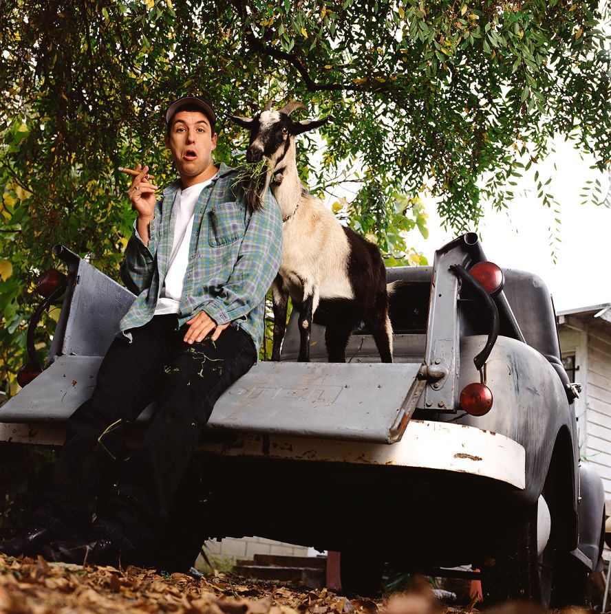 Sandler sits with a goat in the back of a pickup truck in 1995. "The Goat" was a popular skit off his comedy album "What the Hell Happened to Me?"