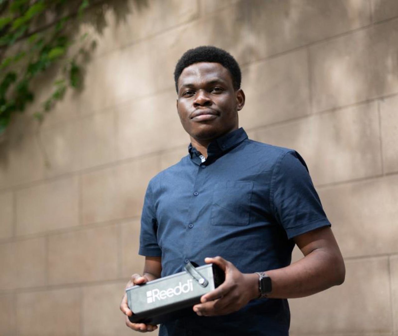 Olugbenga Olubanjo's company Reeddi makes lightweight solar-powered batteries that can be rented to customers for 24 hours and are able to power devices including TVs, laptops and refrigerators. 