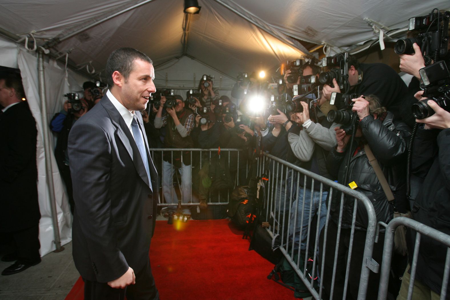 Sandler attends the premiere of the film "Reign Over Me" in 2007.