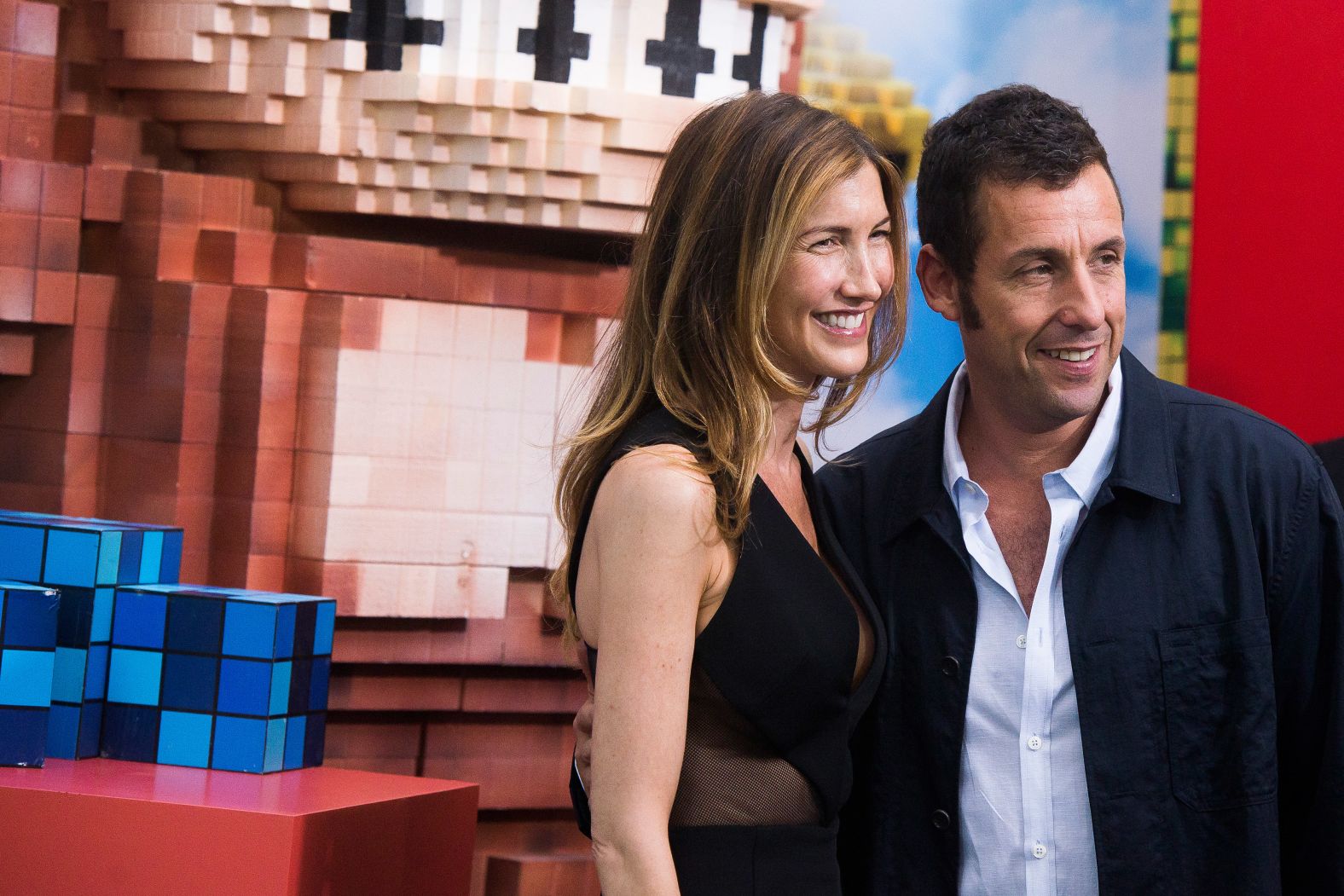 Sandler and his wife, Jackie, attend the "Pixels" premiere in July 2015.
