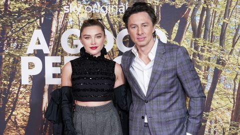 Florence Pugh and Zach Braff attending the UK premiere of A Good Person, at the Ham Yard Hotel in London. Picture date: Wednesday March 8, 2023. (Photo by Ian West/PA Images via Getty Images)