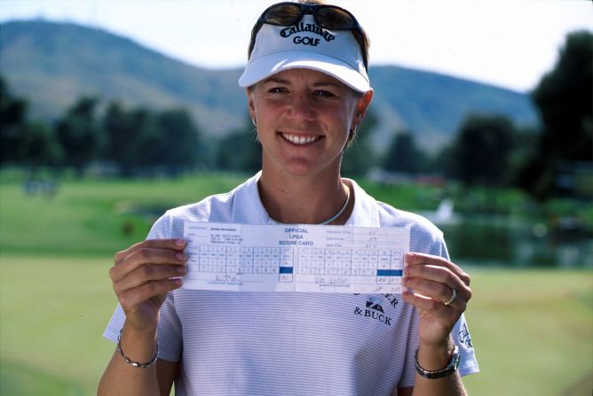 <strong>Ms. 59, Annika Sörenstam:</strong> With 10 major wins and 72 LPGA Tour titles, <a href="index.php?page=&url=https%3A%2F%2Fwww.cnn.com%2Fvideos%2Fsports%2F2021%2F04%2F27%2Fannika-foundation-sorenstam-women-living-golf-spt-intl-spc-vision.cnn" target="_blank">Annika Sörenstam</a> has a near endless supply of memorable rounds to call upon, but her second round at the 2001 Standard Register PING holds a special significance. The legendary Swede shot the first ever 59 in women's golf history in Phoenix to earn the unique title of "Ms. 59." Al Geiberger lays claim to "Mr. 59" as the first to shoot the score at a PGA Tour event, in 1977.
