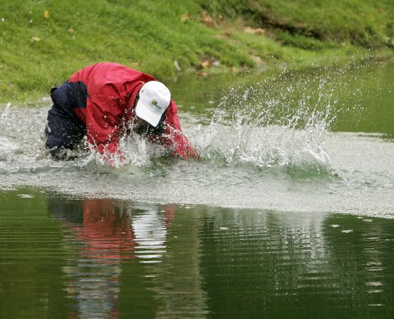 <strong>Aquaman, Woody Austin: </strong>Years before Jason Momoa took on the role, Woody Austin was "Aquaman." The American dove headfirst into the superhero nickname after a fateful fall into the water while attempting to hit a shot at the Presidents Cup in 2007. <br />