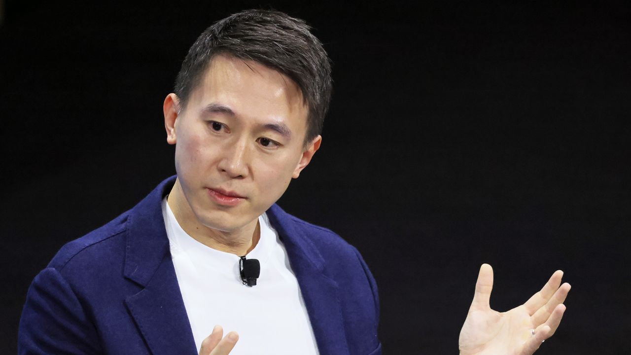 Tik Tok CEO Shou Chew speaks during the New York Times DealBook Summit in the Appel Room at the Jazz At Lincoln Center on November 30, 2022 in New York City.