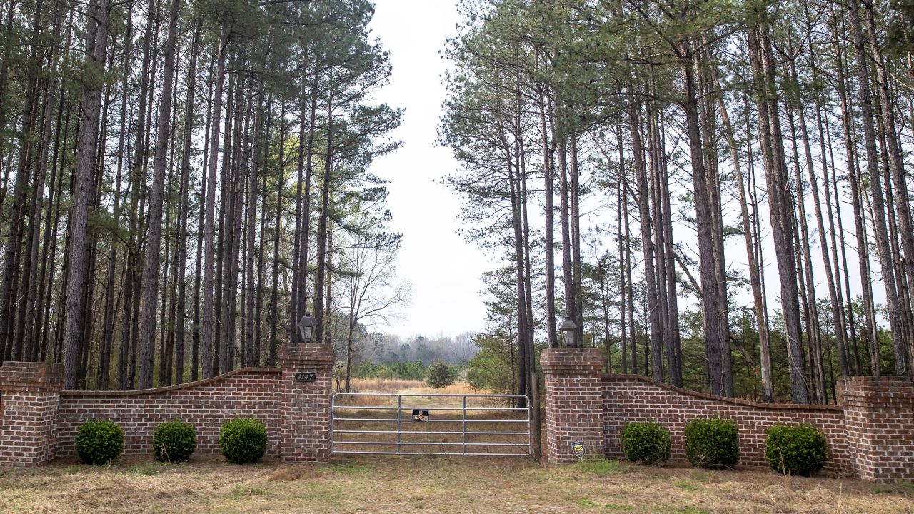 The entrance to the house at the Murdaugh Moselle property on Wednesday, March 1, 2023 in Islandton, South Carolina. The contents of the home are set to be auctioned on Thursday. (Andrew J. Whitaker/The Post And Courier via AP, Pool)
