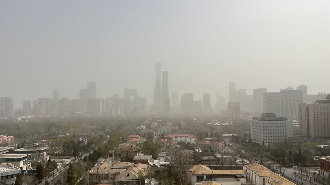 The Chinese capital of Beijing blanketed by dust on March 22, 2023.