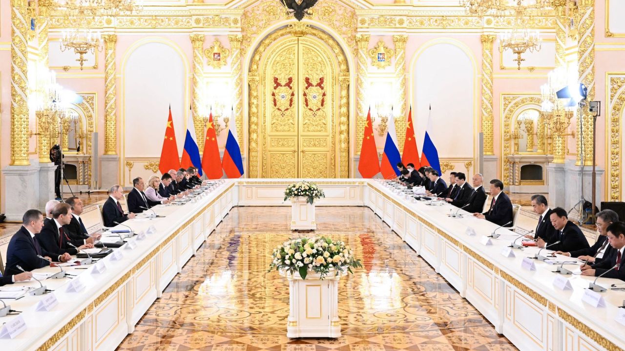 Chinese leader Xi Jinping and Russian President Vladimir Putin hold talks at the Kremlin in Moscow, Russia, March 21, 2023. 