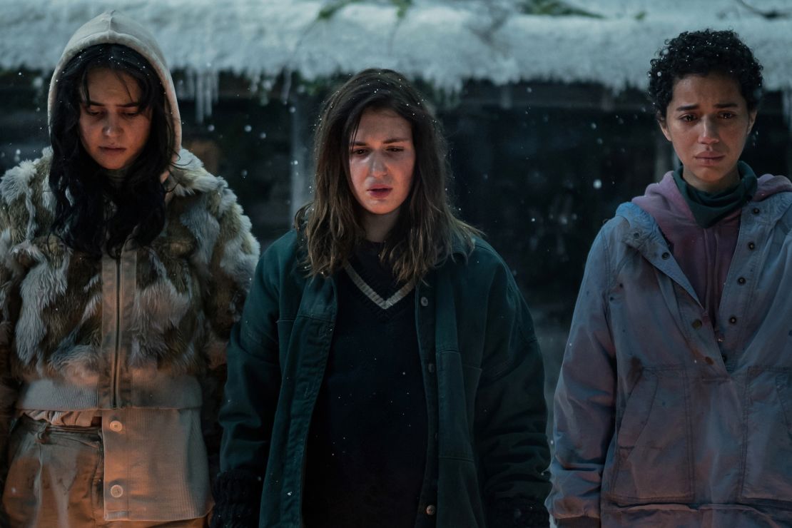 (From left): Courtney Eaton, Sophie Nélisse and Jasmin Savoy Brown in 'Yellowjackets.'
