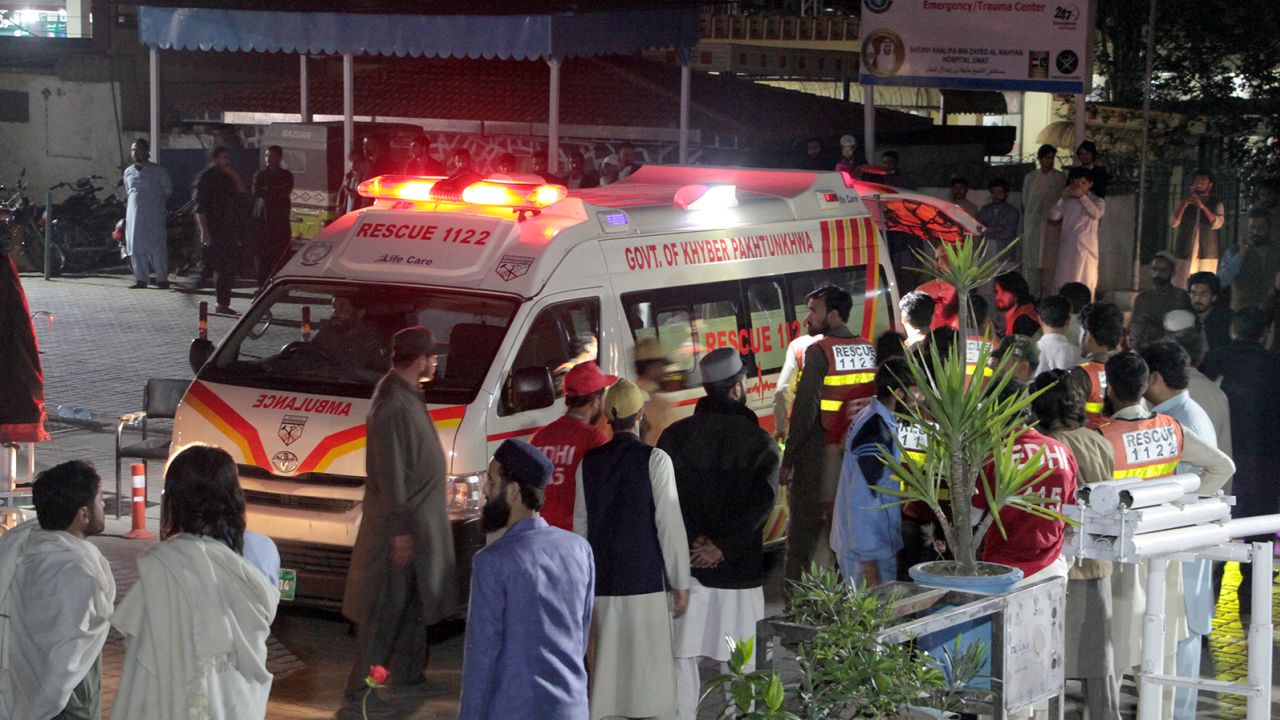 Rescue worker unload earthquake victims from an ambulance at a hospital in Saidu Sharif, a town in Pakistan's Swat Valley on March 21.
