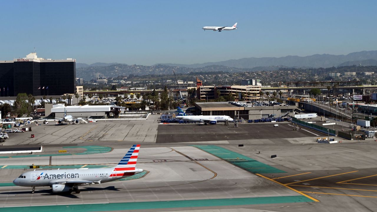 Airplanes are seen in 2022 at Los Angeles International Airport.