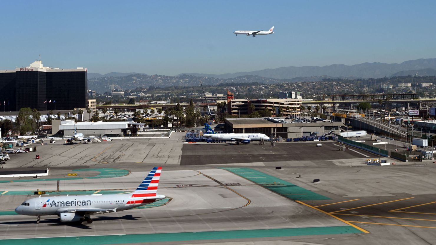 Airplanes are seen in 2022 at Los Angeles International Airport.