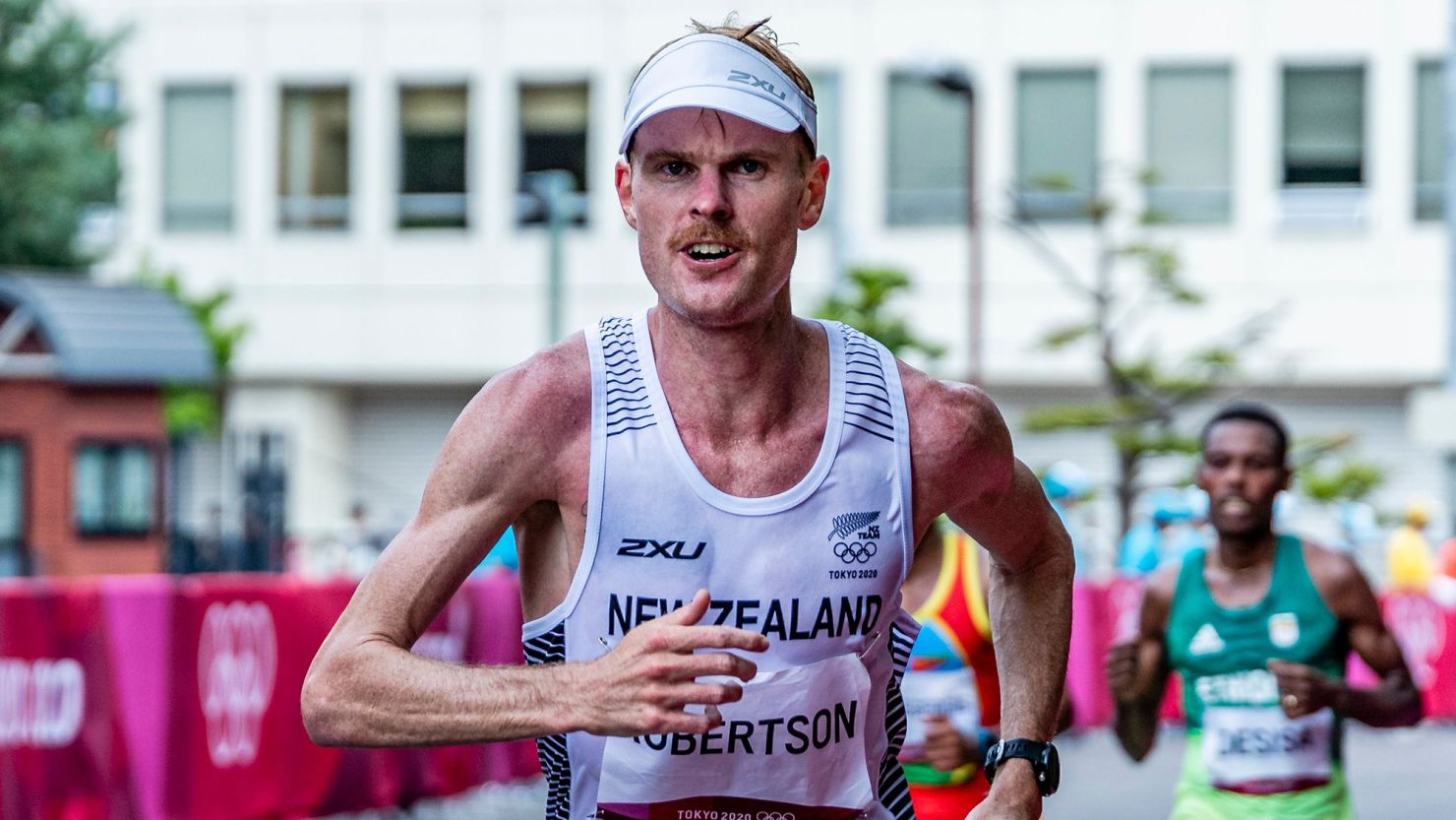 Robertson competes in the Olympic marathon in Sapporo, Japan, in 2021. 