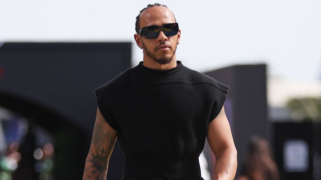 Lewis Hamilton is photographed prior to final practice ahead of the F1 Grand Prix at Jeddah Corniche Circuit on March 18 in Jeddah, Saudi Arabia.