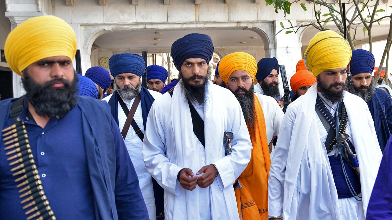 Amritpal Singh leaves the Golden Temple along with his supporters, in Amritsar, India, March 3, 2023. 