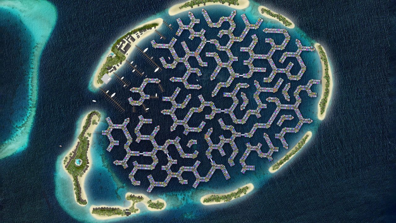 An illustration of the Maldives floating city.
