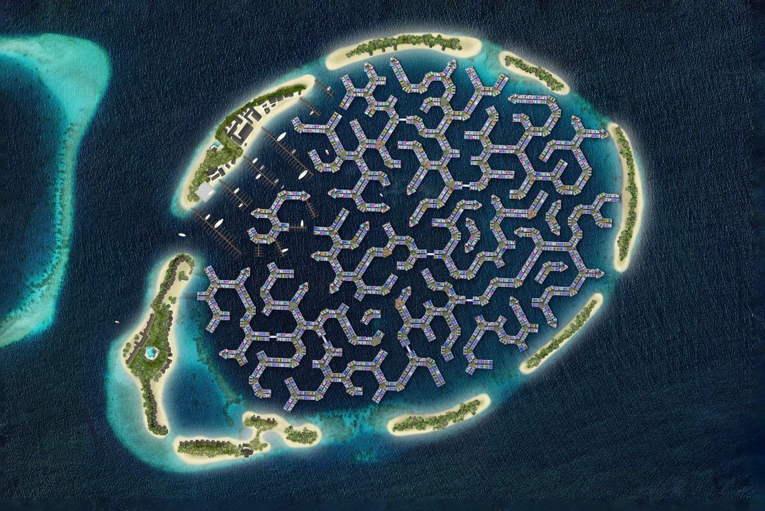 An illustration of the Maldives floating city.