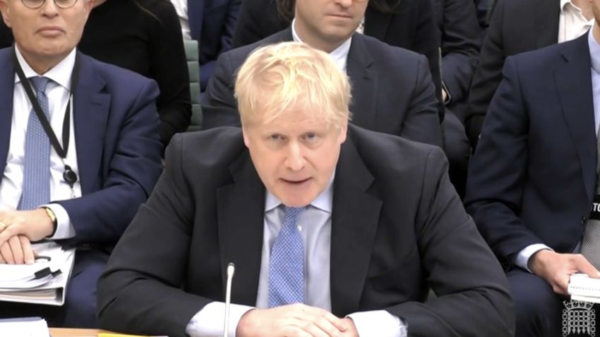 Boris Johnson makes a statement before the UK's House of Commons Committee of Privileges on March 22, 2023