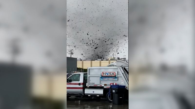 Watch: Rare tornado tosses debris near Los Angeles   | CNN