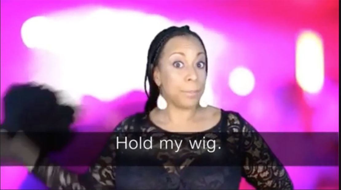 Comedian Holly Logan has helped popularize the "hold my wig" meme.