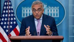 Dr. Ashish Jha, Coordinator of the White House COVID-19 Response Team, speaks during the daily press briefing in the Brady Press Briefing Room of the White House in Washington, DC, October 25, 2022. (Photo by SAUL LOEB / AFP) (Photo by SAUL LOEB/AFP via Getty Images)