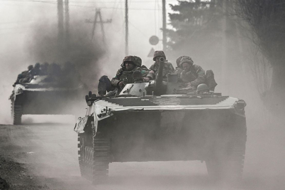 Ukrainian servicemen were seen moving towards Bakhmut on Wednesday.