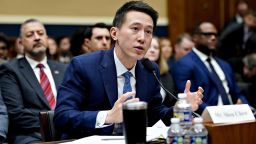 Shou Chew, chief executive of TikTok Inc., speaks during a House Energy and Commerce Committee hearing in Washington, DC, US, on Thursday, March 23, 2023. The TikTok chief executive officer plans to tell Congress his app does more to protect young users than rival social media and that Beijing has no authority over its data, invoking familiar arguments to head off a US ban orforced sale. Photographer: Al Drago/Bloomberg via Getty Images