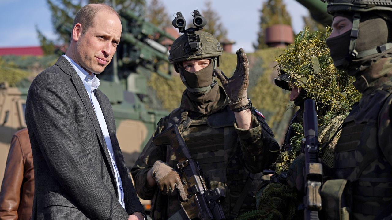Prince William made a surprise visit to troops near the Ukrainian-Polish border on Wednesday.