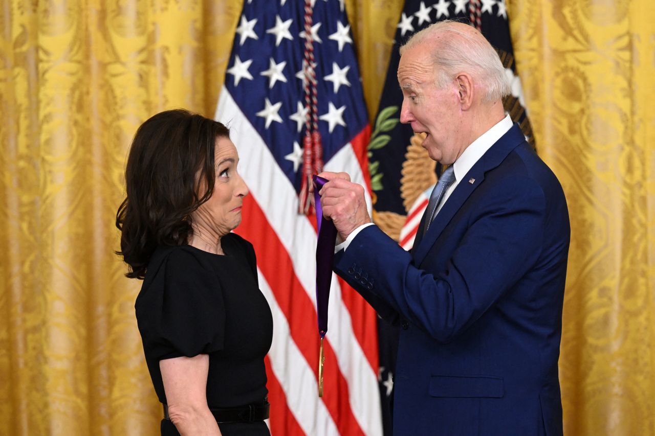 US President Joe Biden awards actress Julia Louis-Dreyfus with the National Medal of Arts during a White House ceremony on Tuesday, March 21. She was one of <a href="https://www.cnn.com/2023/03/20/politics/biden-national-arts-and-humanities-medal-ceremony/index.html" target="_blank">12 artists and groups who received the honor</a> on Tuesday. Other recipients included actress Mindy Kaling, designer Vera Wang and singers Bruce Springsteen and Gladys Knight.