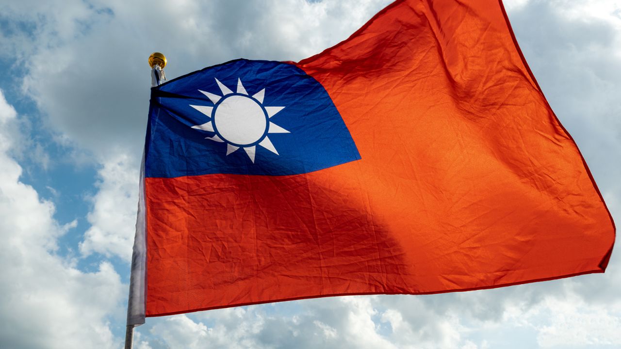 Taiwan's flag flies in Taipei.