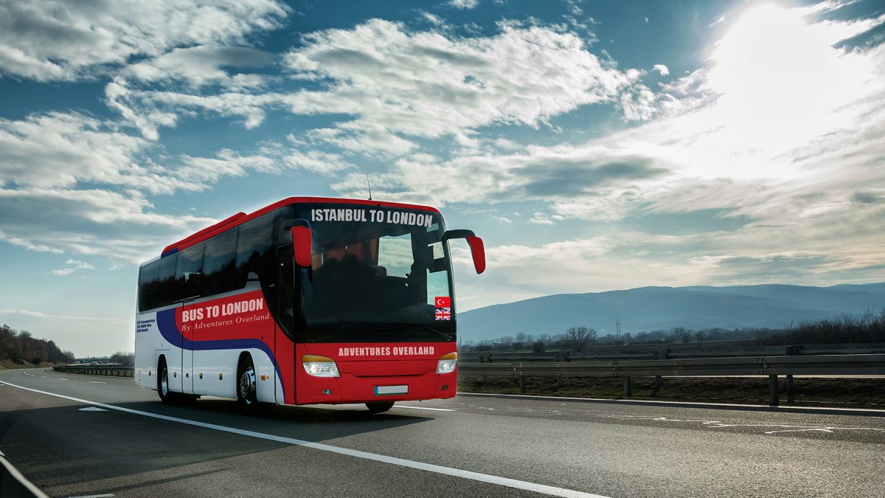 Bus to London by Adventures Overland provides a "luxury bus service" between Istanbul, Turkey and London.