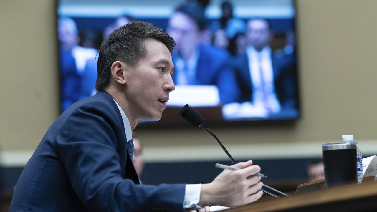 TikTok CEO Shou Zi Chew testifies during a hearing of the House Energy and Commerce Committee, on the platform's consumer privacy and data security practices and impact on children, Thursday, March 23, 2023, on Capitol Hill in Washington.