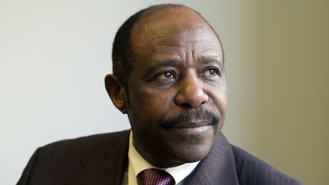 WASHINGTON DC JANUARY 28:
 Paul Rusesabagina is preparing to announce  his run for the President of Rwanda. He is photographed at the Willard Office Building  in Washington, D.C. on January 28, 2016. 
 Rusesabagina is the famed manager of the hotel in Rwanda who saved hundreds of people from ethnic slaughter and was portrayed in the film Hotel Rwanda. He is here in the District of Columbia  to promote democracy and human rights in Rwanda. (Photo by Marvin Joseph/The Washington Post via Getty Images)