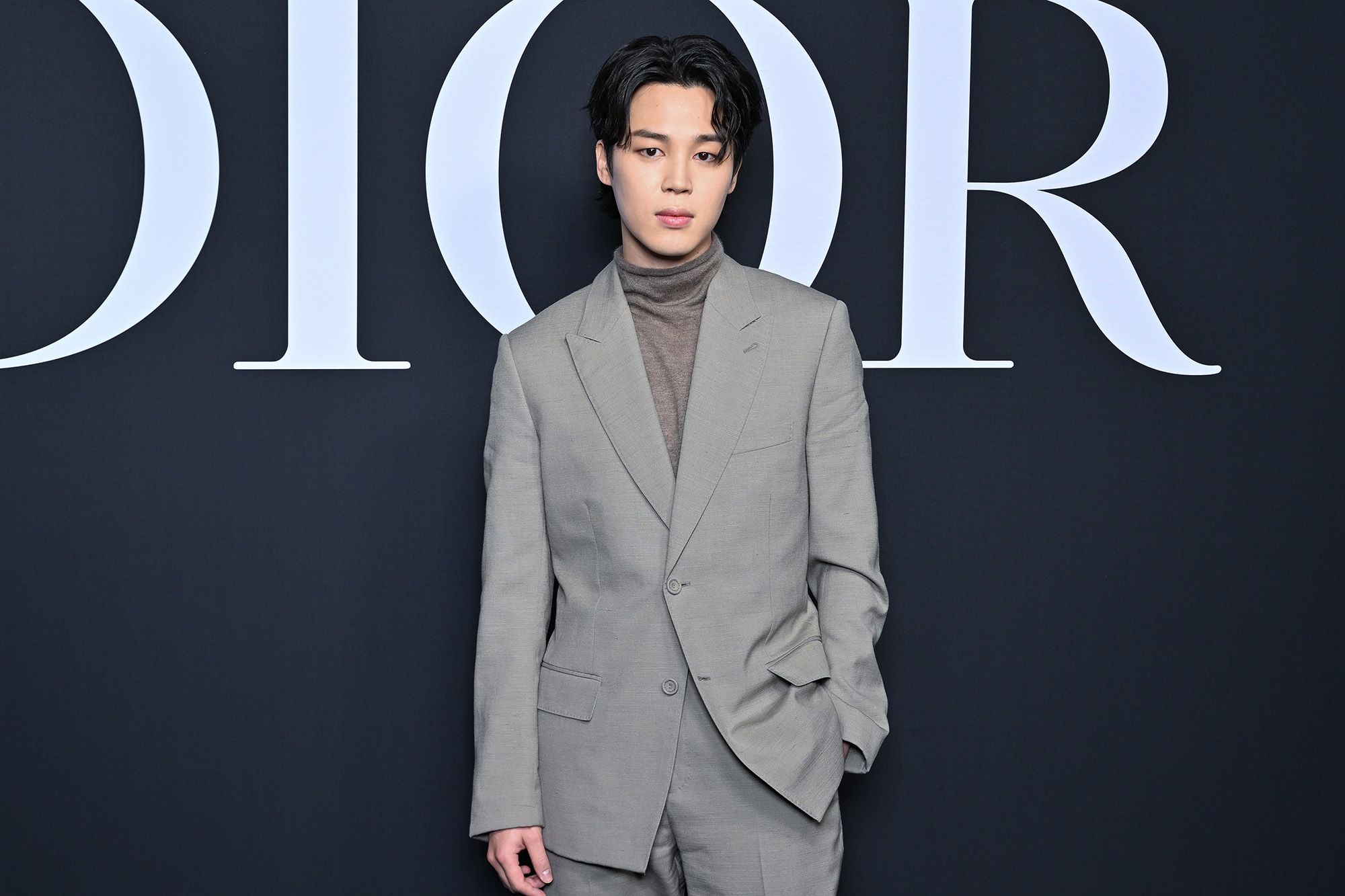 BTS star Jimin attends the Dior Homme Menswear Fall-Winter fashion show  with bandmate J-Hope