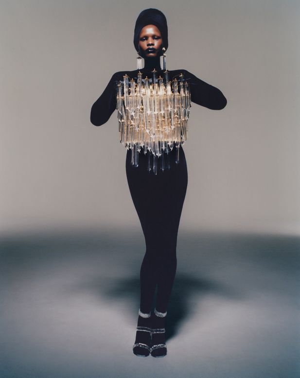 "Thique" is an "extremely ballroom, couture chandelier design," according to a lookbook for the collection.