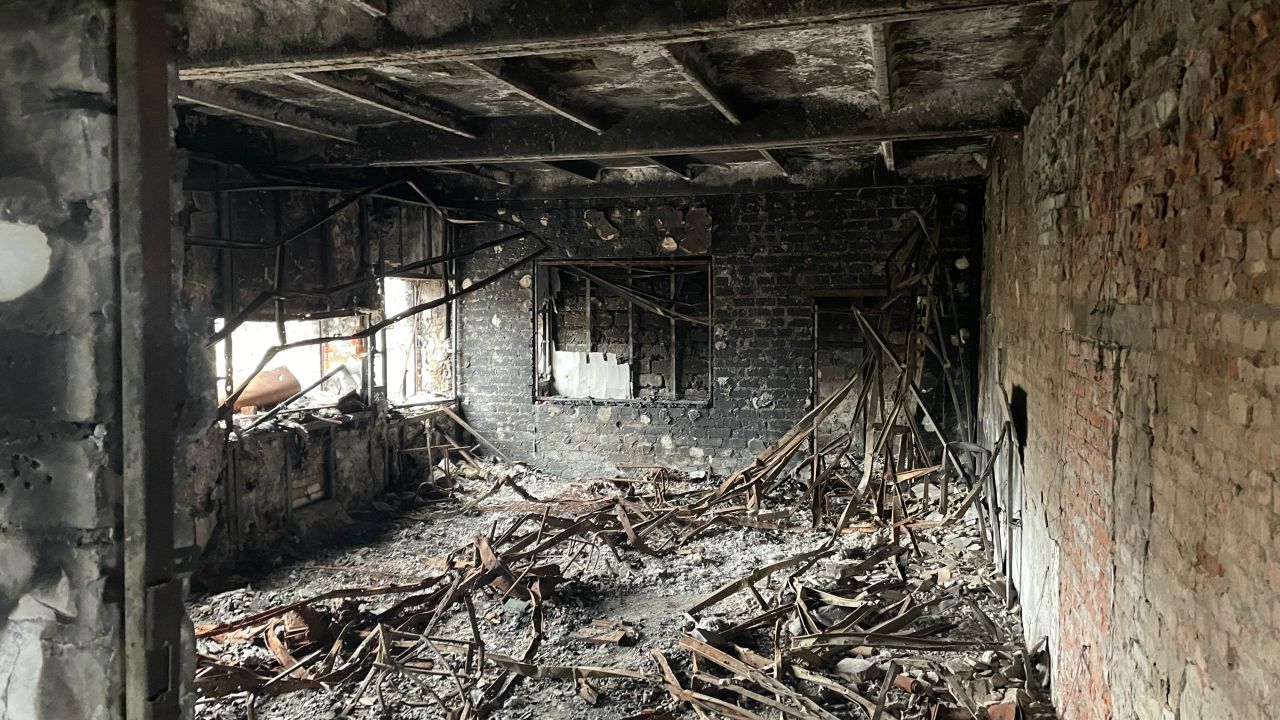 One of Havriluk's destroyed farm buildings.