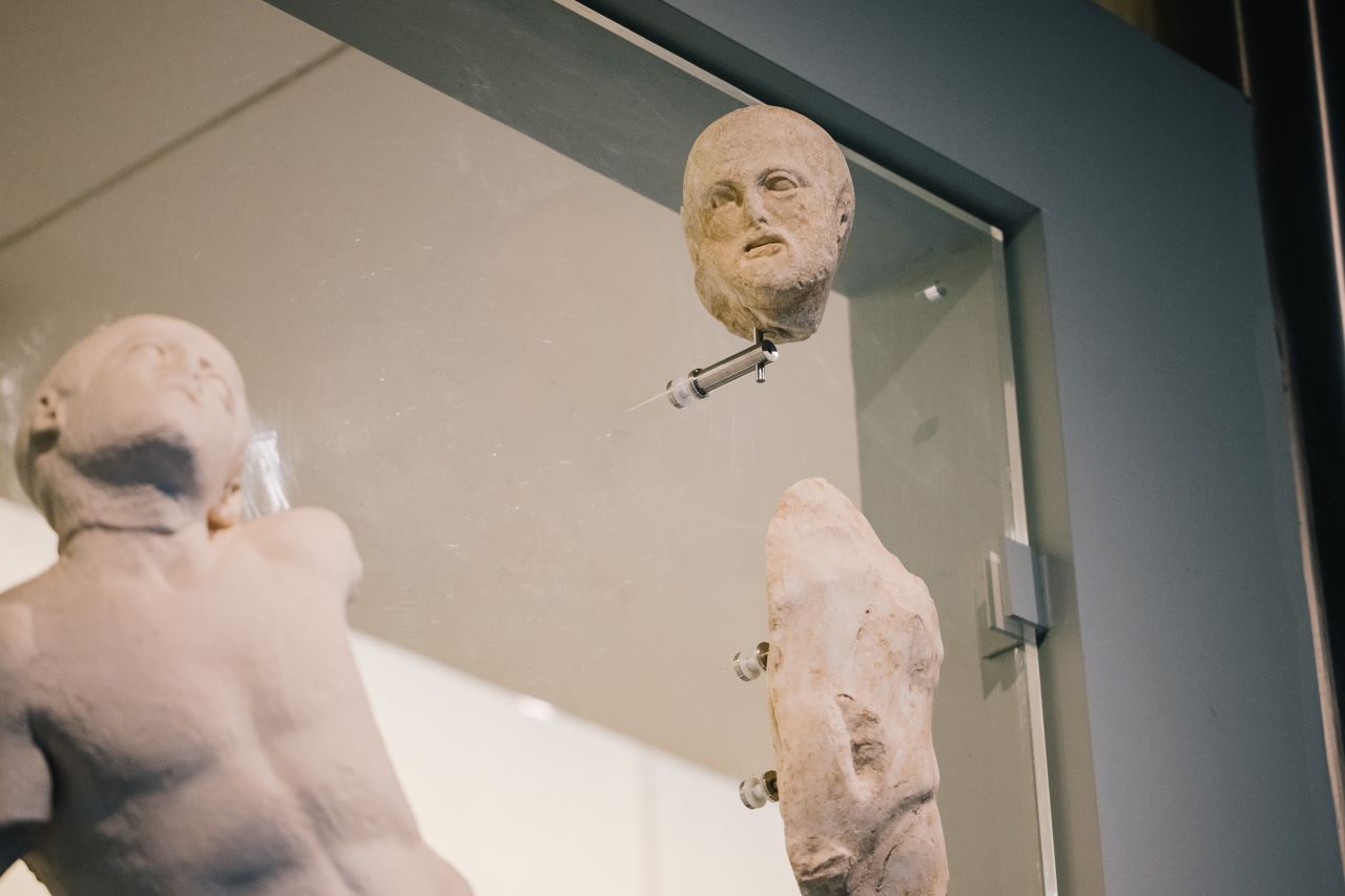 The head of a bearded man pictured on display at the Acropolis Museum.