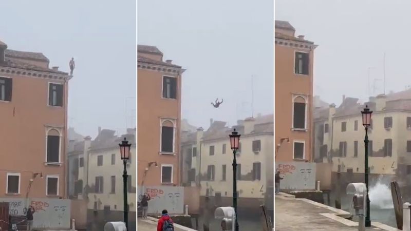Venice hunts for ‘idiot’ who jumped off three-story building into canal | CNN