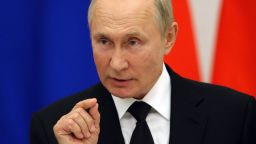 Vladimir Putin speaks during a press conference at the Kremlin in Moscow, Russia.