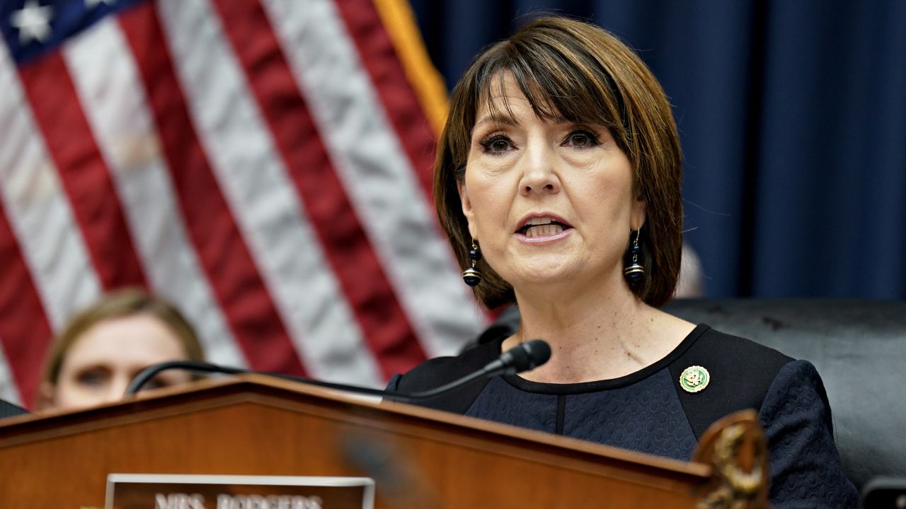 Representative Cathy McMorris Rodgers, a Republican from Washington and chair of the House Energy and Commerce Committee, speaks during a hearing in Washington, DC, US, on Thursday, March 23, 2023. 