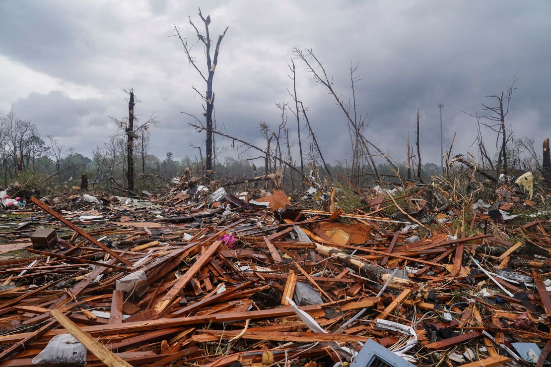 The remains of several homes are seen after the National Weather Service reported a large tornado hit Troup County, in LaGrange, Georgia.
