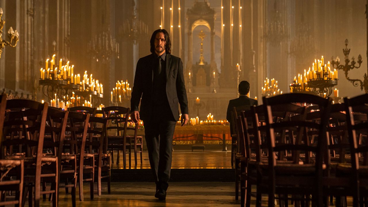 This image released by Lionsgate shows Keanu Reeves as John Wick in a scene from "John Wick 4." 