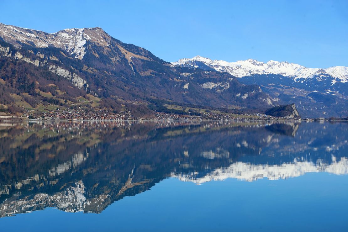 A view of Lake Brienz, a popular tourist attraction in Bern, Switzerland on February 22 