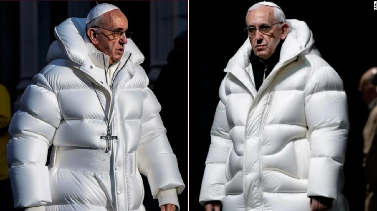 pope francis puffer jacket fake ai generated